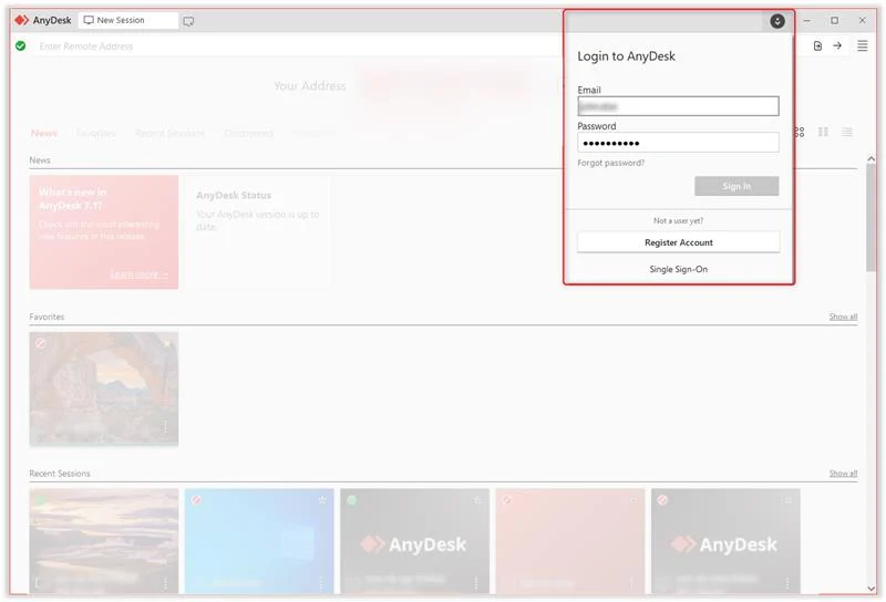 AnyDesk client login